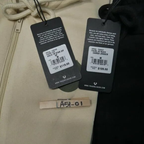 True Religion 2 PC Sweatsuit Mens Size M Fleece Tracksuit Matching Outfit Set - Picture 2 of 7